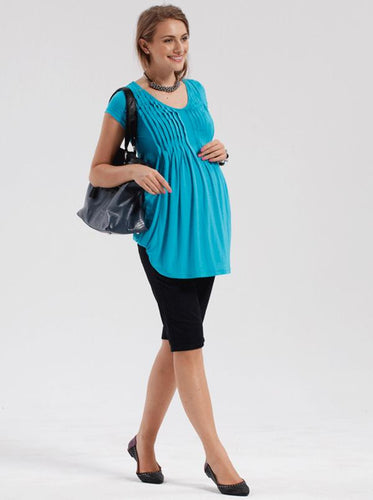 Angel Maternity Cotton Knee Shorts in Black