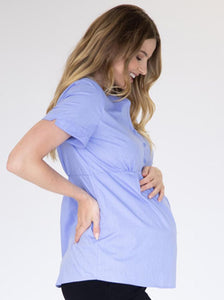 Angel Maternity & Nursing Blouse Work Top - Blue