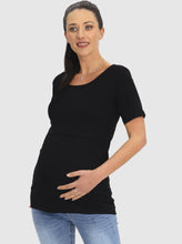 Angel Maternity & Nursing Short Sleeve Top in Black