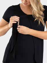 Angel Maternity & Nursing Petal Front Short Sleeve Top in Black