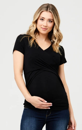 Ripe Maternity Embrace Short Sleeve Nursing Tee Black