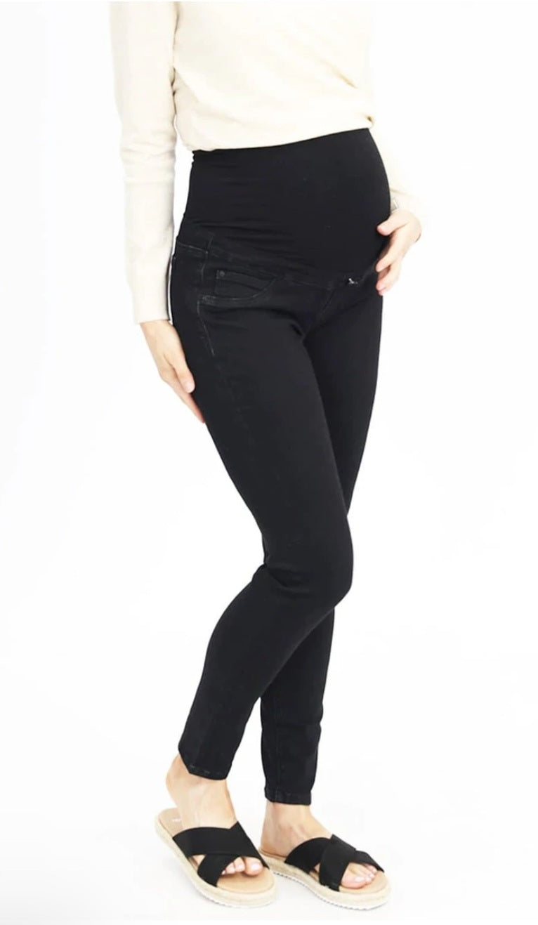 Angel Maternity Over the Bump High Waist Black Denim Jeans
