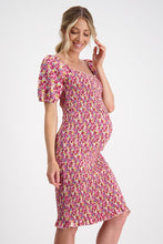 Maive & Bo Confetti Shirred Maternity Dress in Pink