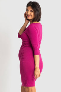 Maive & Bo Empire Stretchy Long Sleeve Maternity Dress Pink